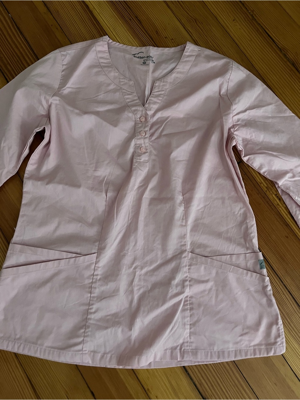 NWOT Butter Soft Soft Pink Scrub Top